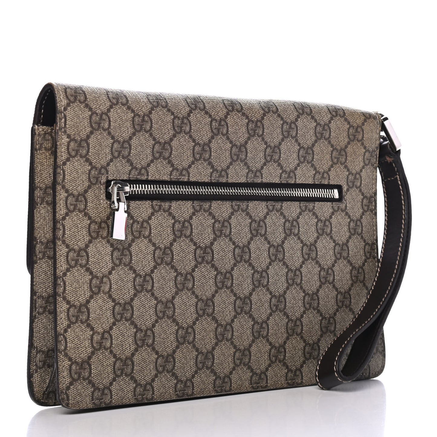 GG Plus Monogram Flap Clutch Dark Brown