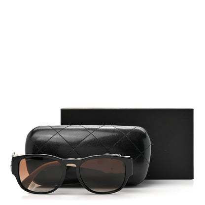 Chanel Acetate Lambskin Crystal Baguette Chain CC Sunglasses 5454-Q-B Black Beige 9 of 9
