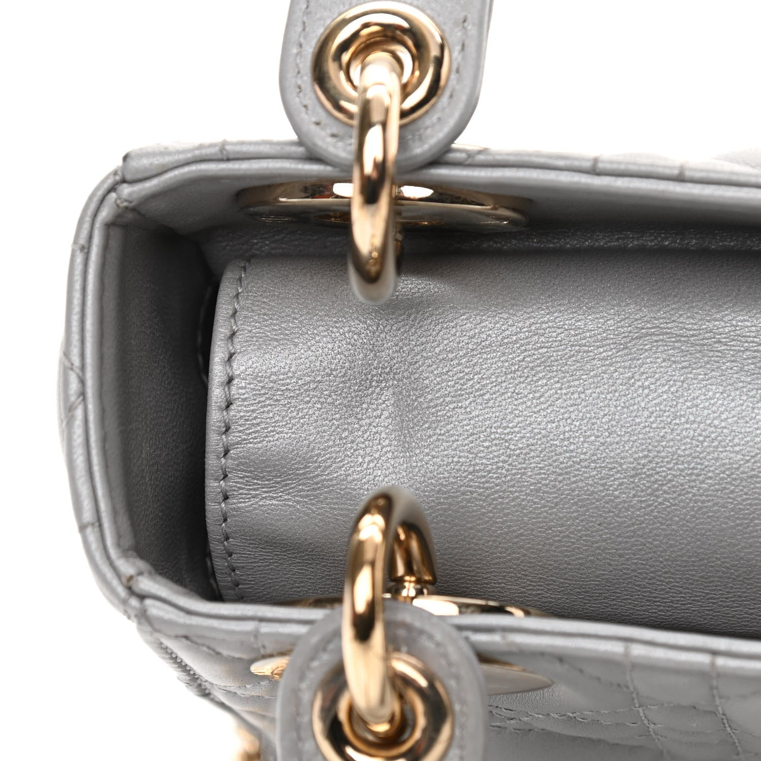 Christian Dior Lambskin Cannage Mini Lady Dior Grey 15 of 17