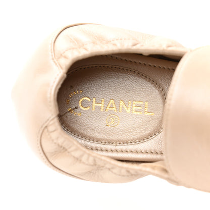 Chanel Laminated Lambskin Womens Quilted Elastic CC Moccasin Loafers 39 Beige 7 of 8