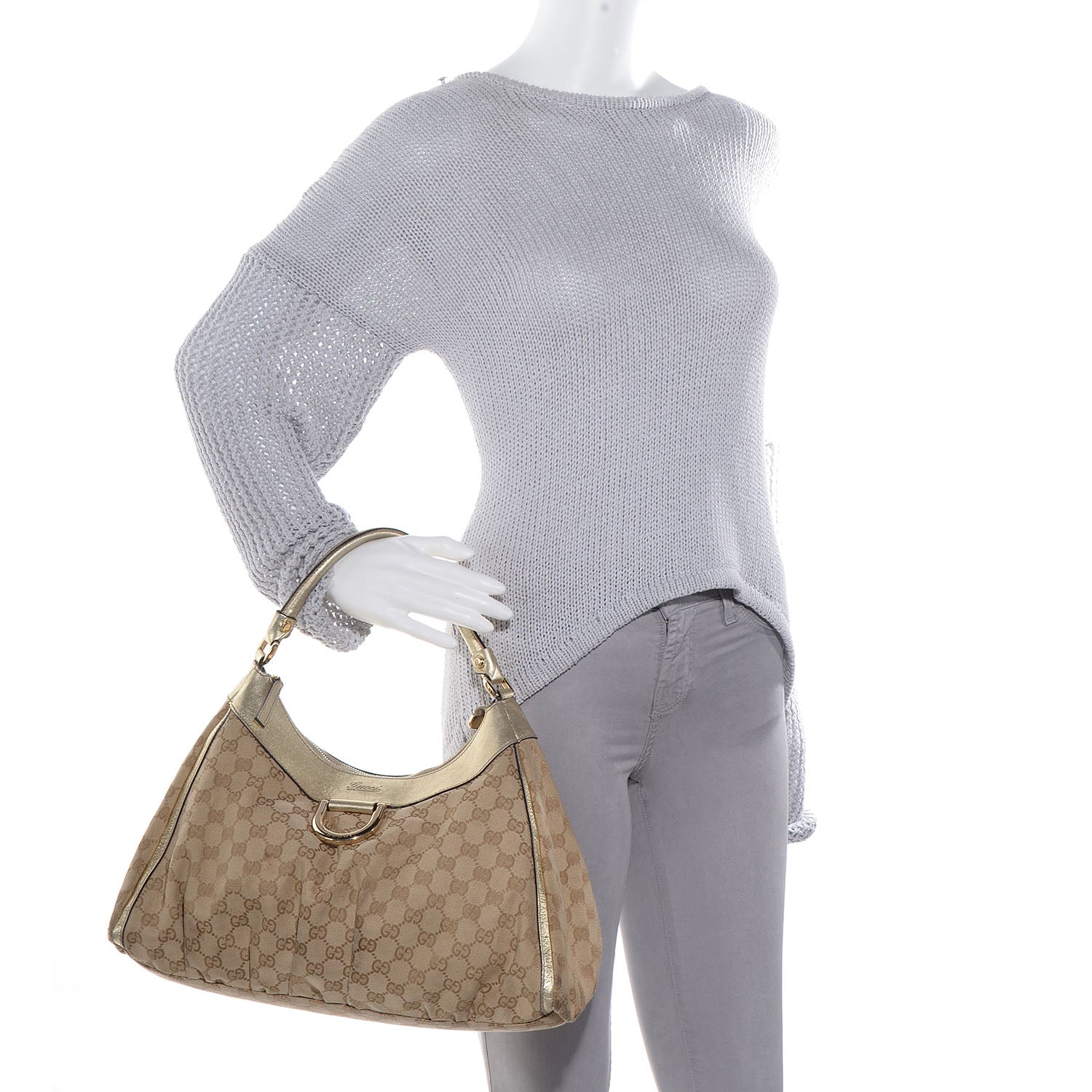Gucci Monogram D Gold Large Hobo 2 of 9