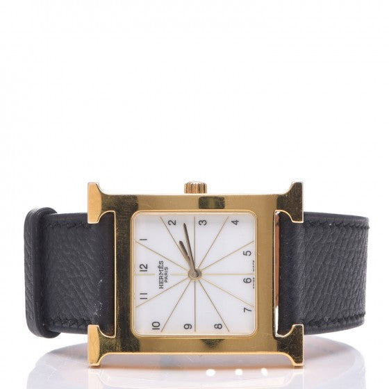 Hermes Stainless Steel Epsom 26mm Heure H Hour Quartz Watch Noir 3 of 12