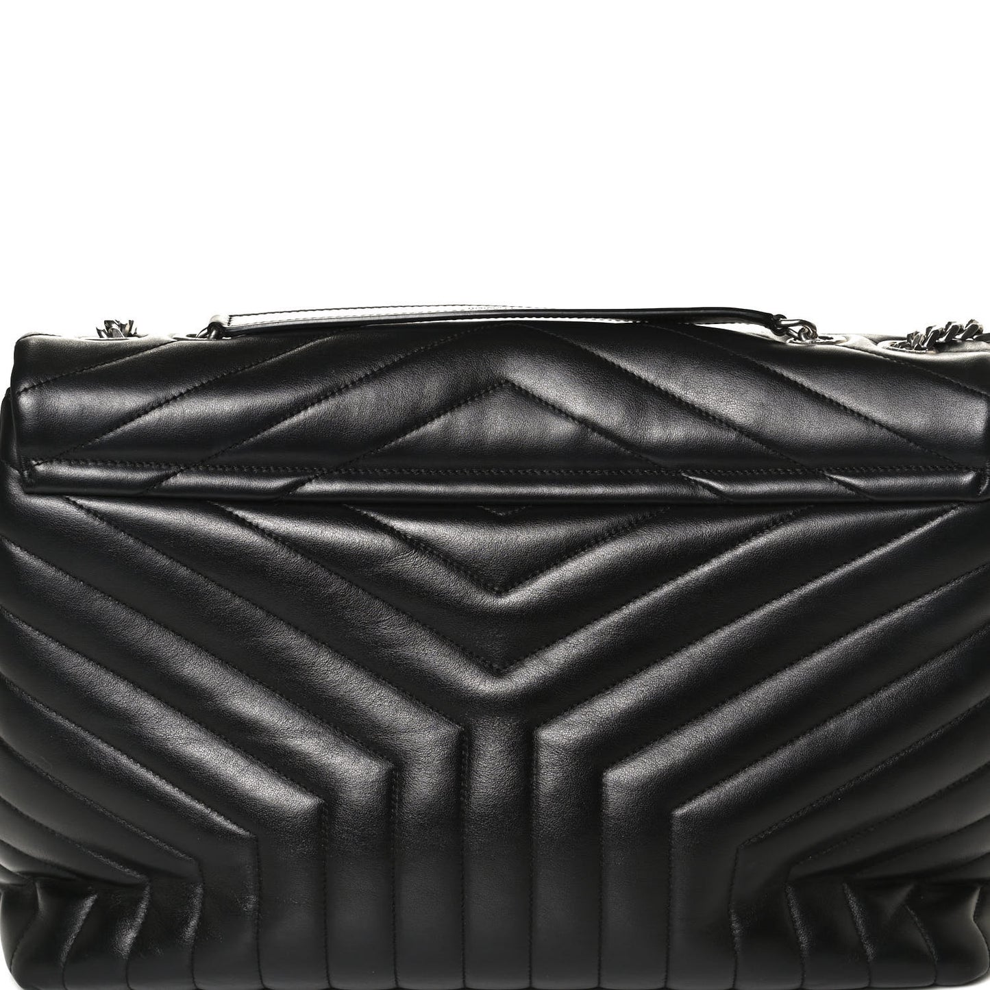 Calfskin Y Quilted Monogram Large Loulou Chain Satchel Black