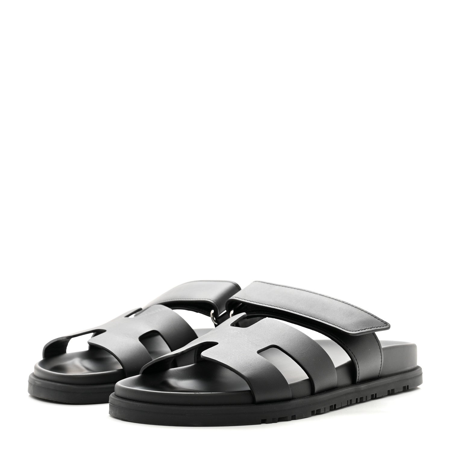 Hermes Calfskin Womens Chypre Sandals 37 Black 3 of 9
