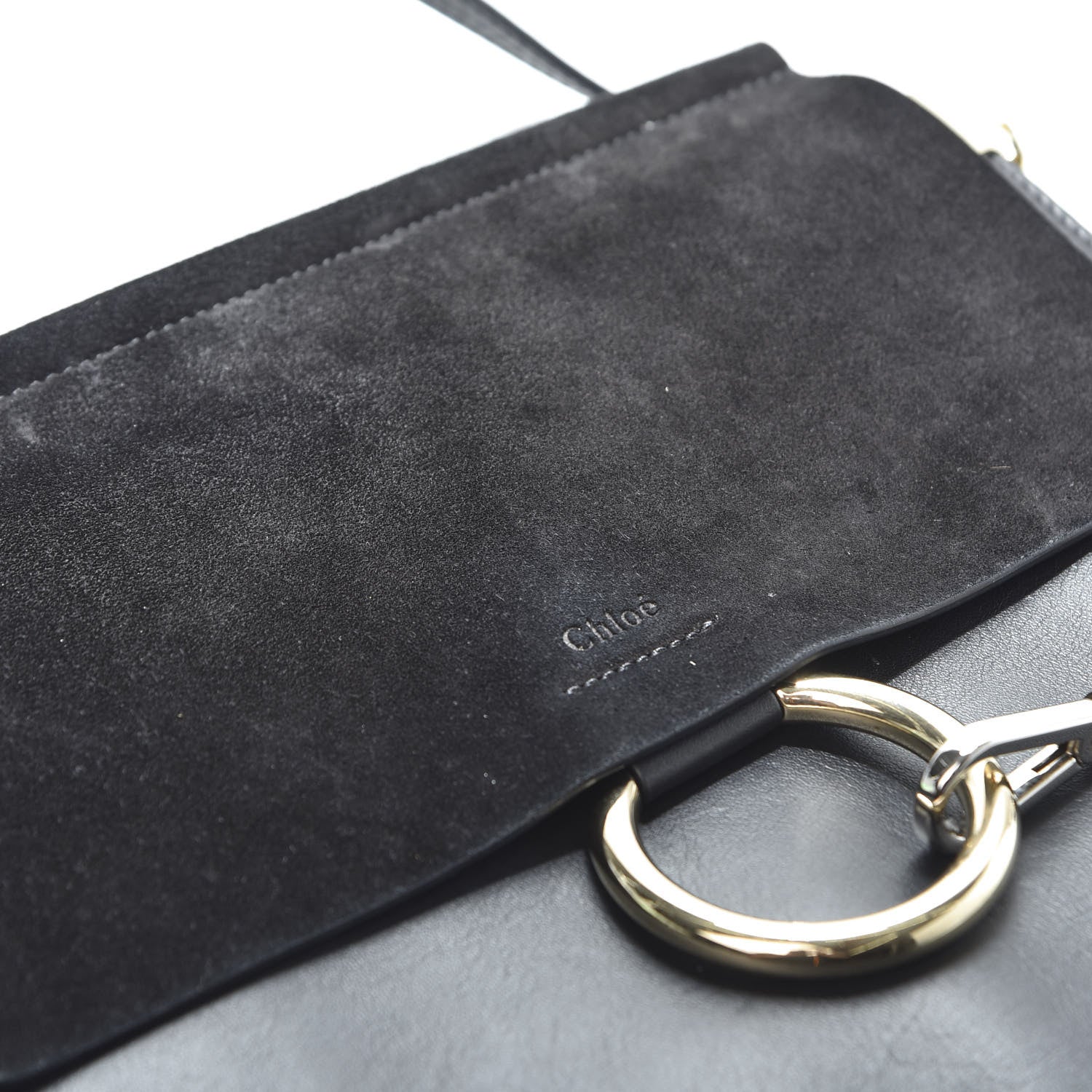 Chloe Suede Calfskin Medium Faye Shoulder Bag Black 17 of 18