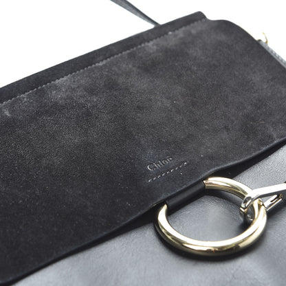 Chloe Suede Calfskin Medium Faye Shoulder Bag Black 17 of 18