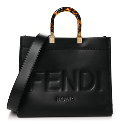 Fendi Vitello King Plexiglass Medium Fendi Sunshine Shopper Tote Black 1 of 9