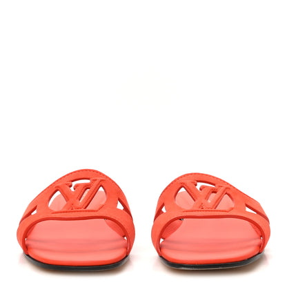 Louis Vuitton Suede Goatskin LV Isola Flat Sandals 40 Orange 2 of 10