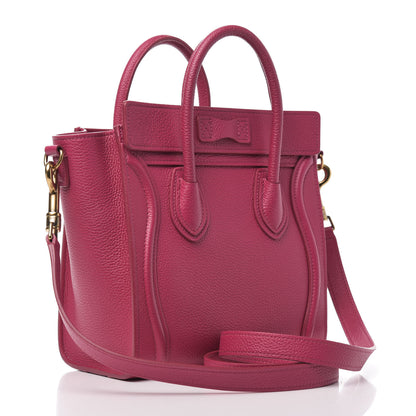 Celine Drummed Calfskin Nano Luggage Fuchsia 3 of 11