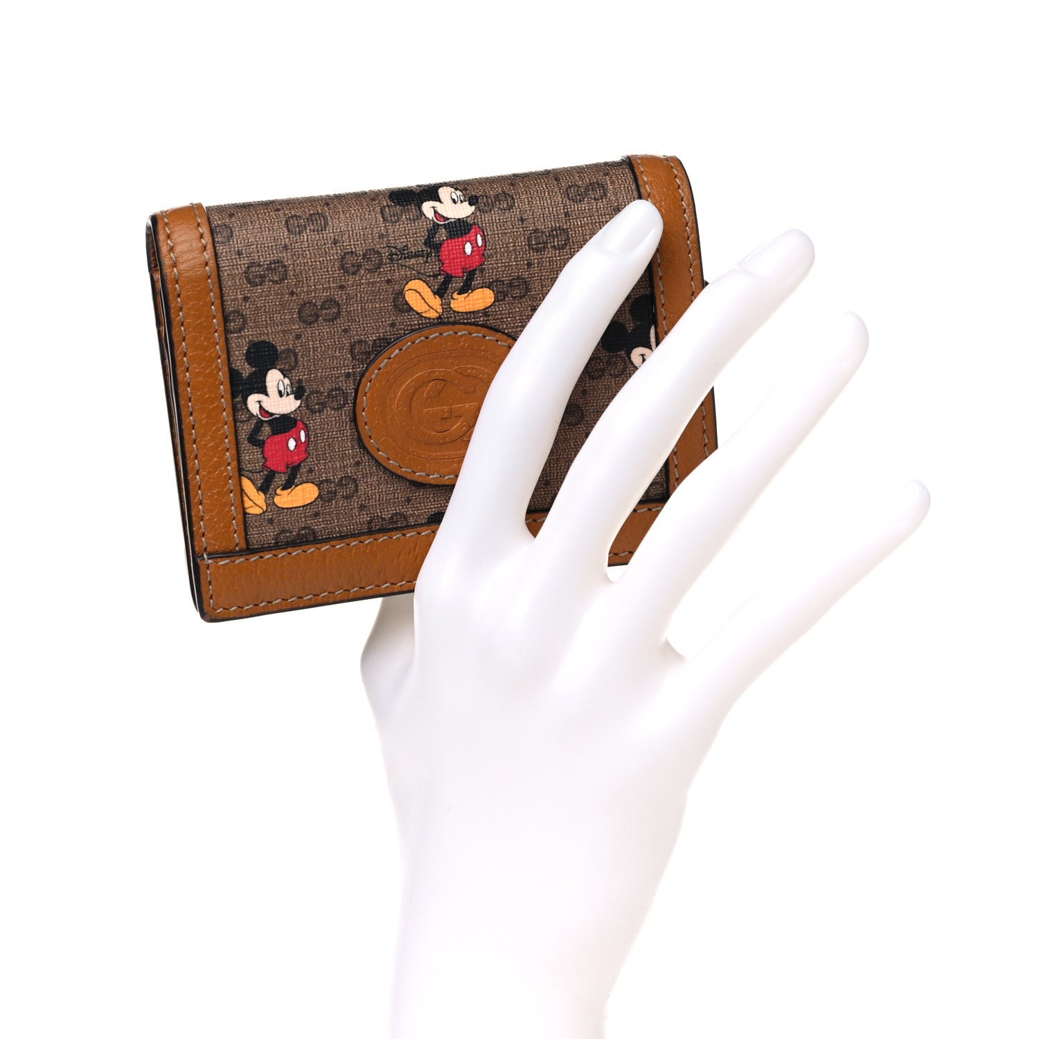 Gucci X DISNEY Mini Vintage GG Supreme Monogram Mickey Mouse Card Holder Wallet Beige Vintage Sun Oil 2 of 8