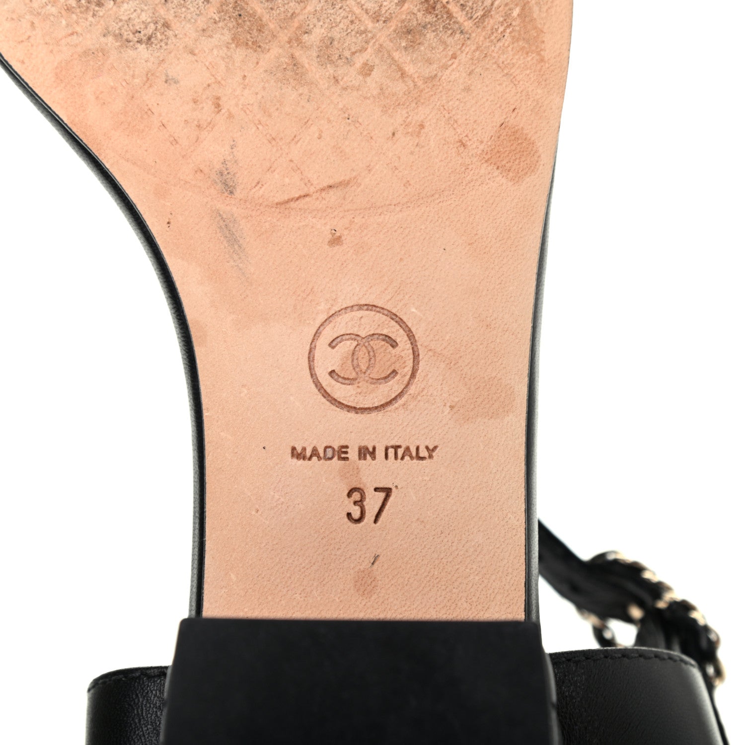 Chanel Lambskin Chain CC Logo Thong Sandals 37 Black 6 of 8