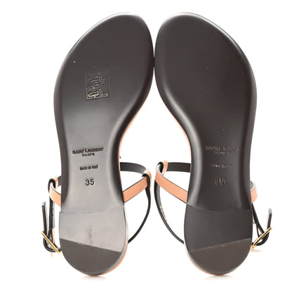 Saint Laurent Calfskin Cassandra Monogram Sandals 35 Gold Brown 5 of 13