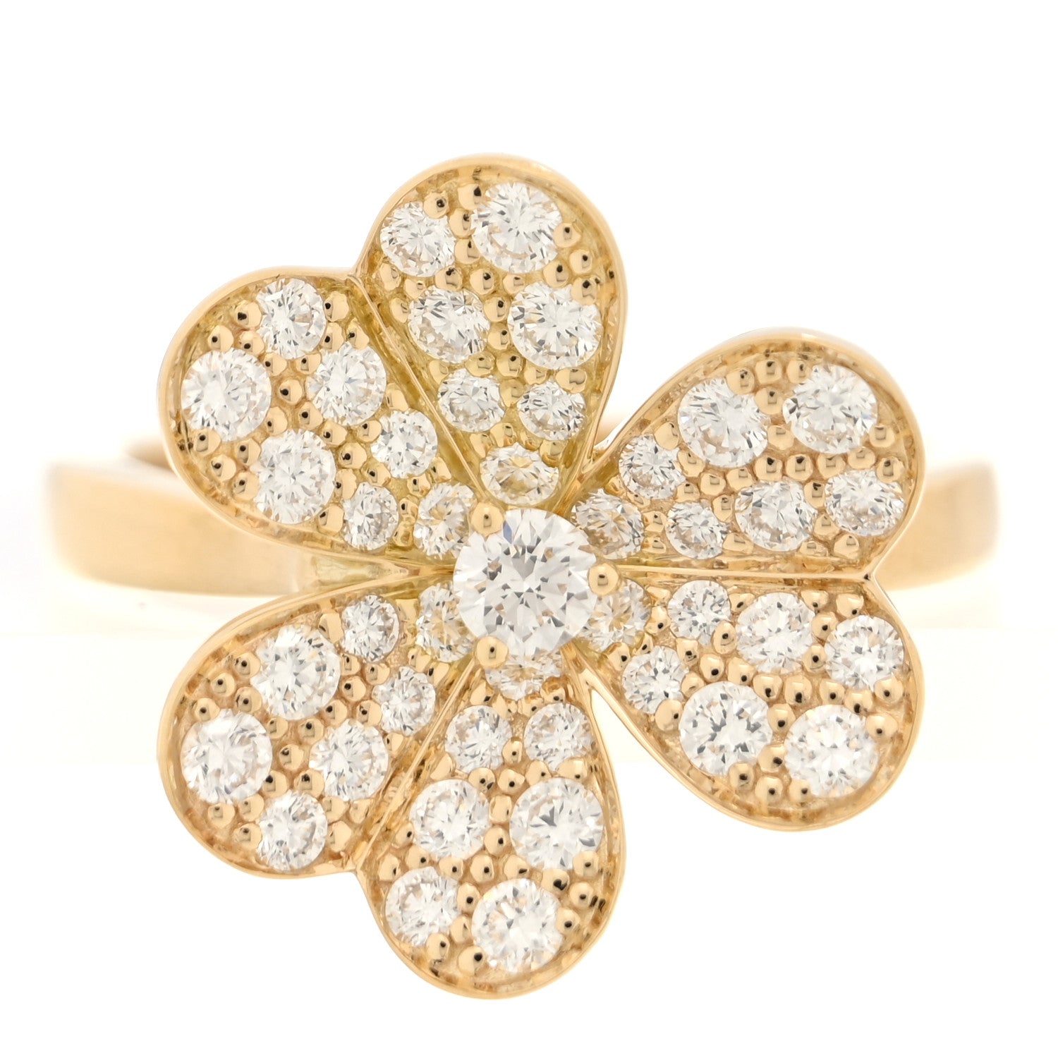 Van Cleef & Arpels 18K Yellow Gold Diamond Small Frivole Pave Ring 50 5.25 1 of 4