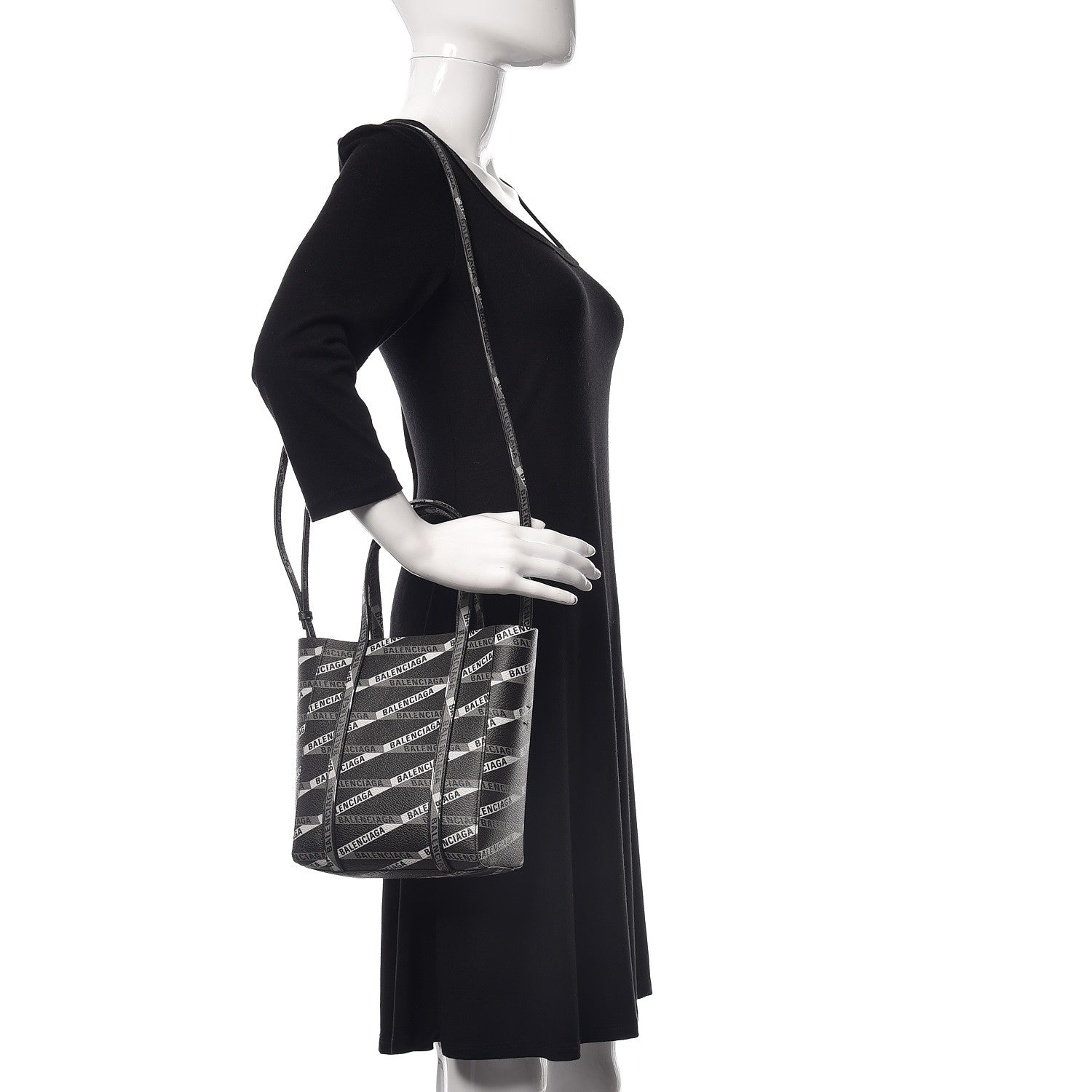 Balenciaga Coated Canvas Losange Monogram Mini Tote Black Grey 2 of 8