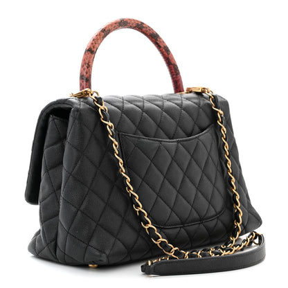 Chanel Caviar Elaphe Quilted Small Coco Handle Flap Black 3 of 13