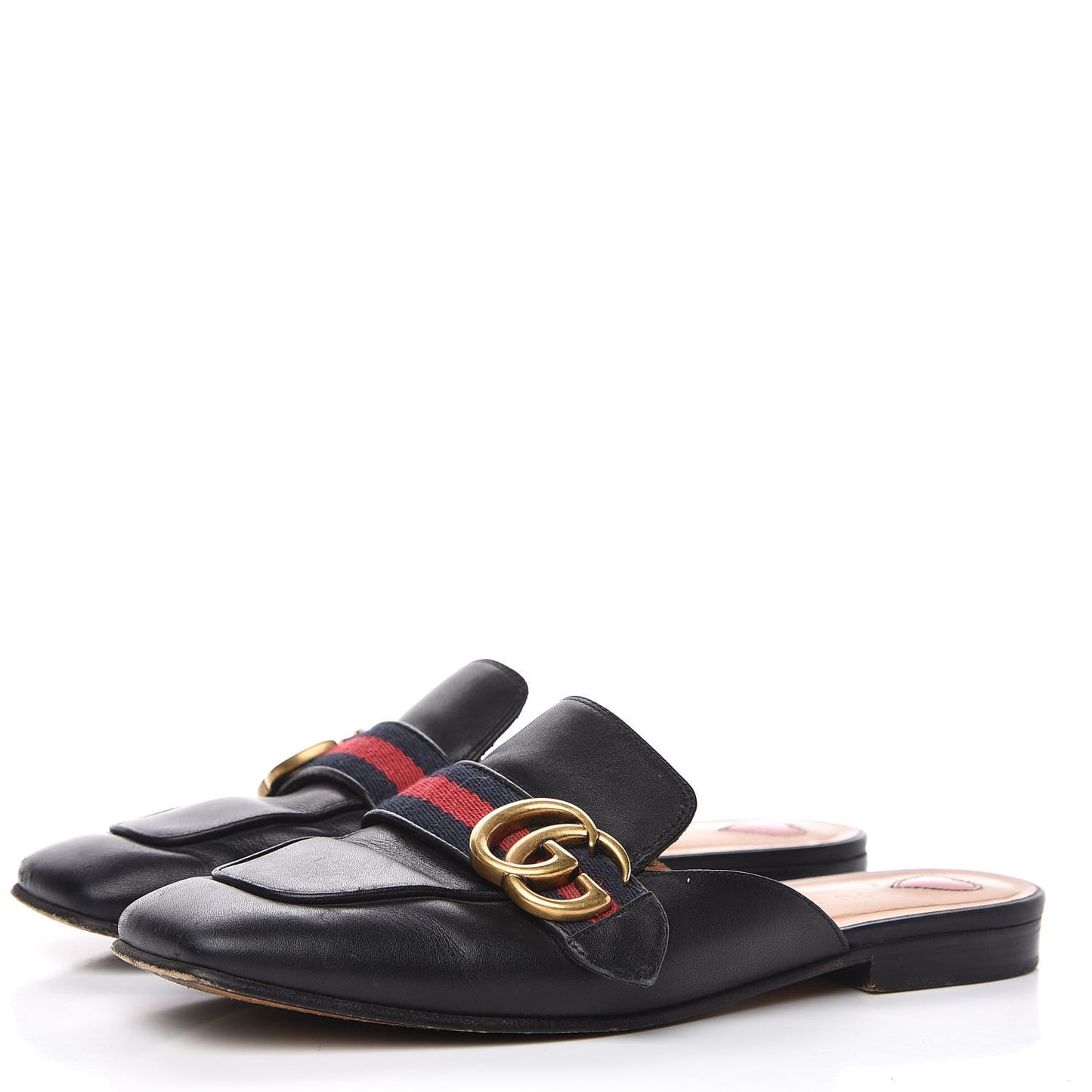Calfskin Web Womens Peyton GG Slippers 36.5 Black