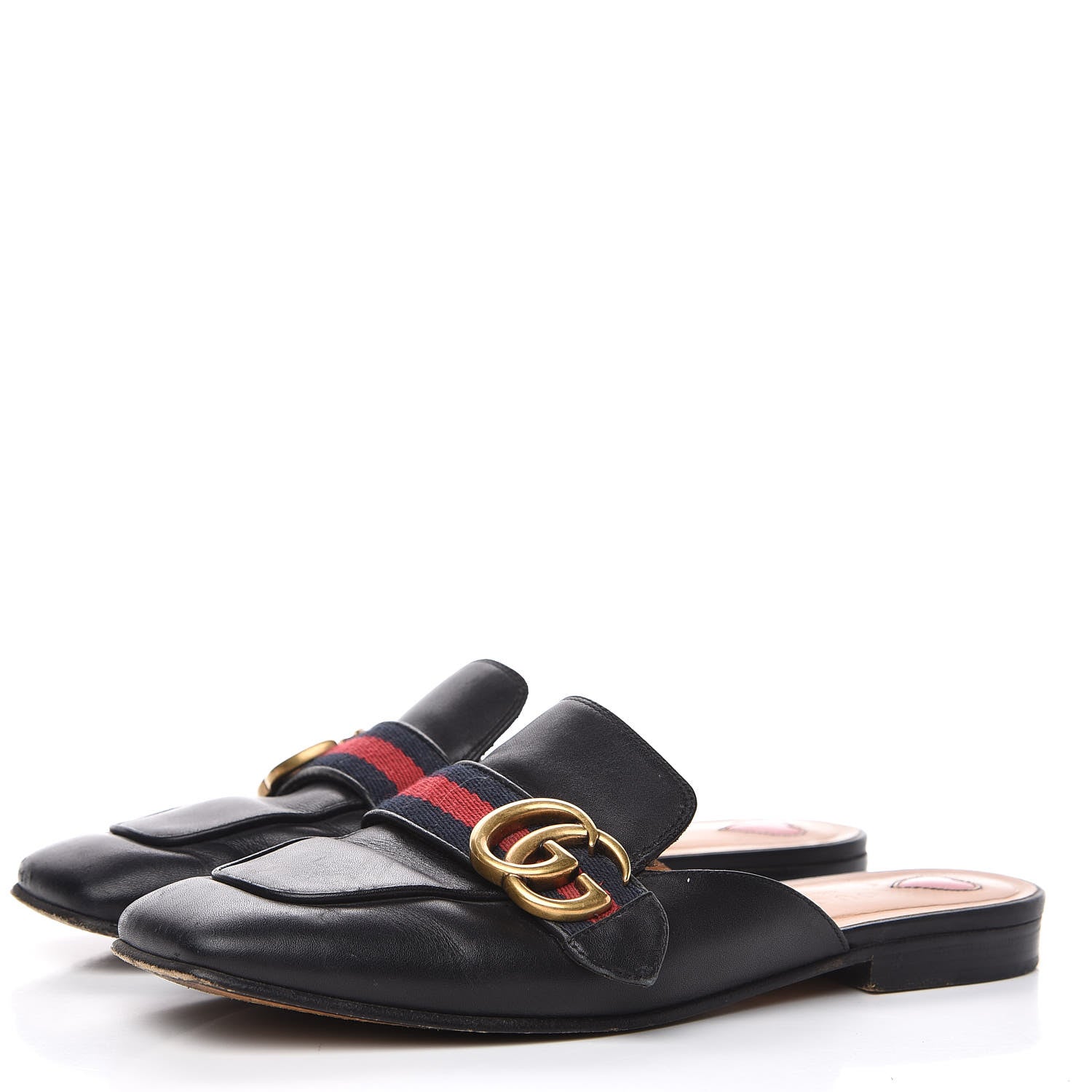 Gucci Calfskin Web Womens Peyton GG Slippers 36.5 Black 3 of 12