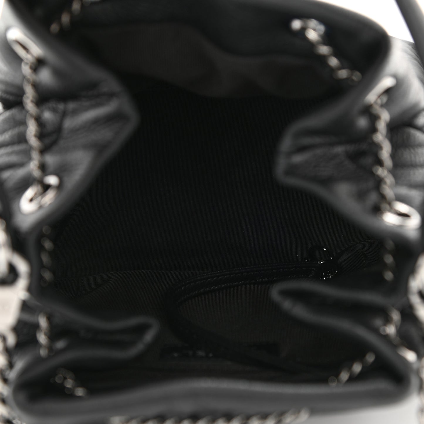 Deerskin Chevron Small CC Chain Bucket Drawstring Bag Black