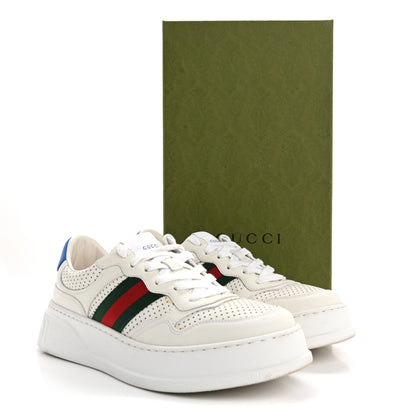 Gucci Calfskin Web Perforated Womens Platform 55mm Sneakers 40 White Bright Splash 18 of 18