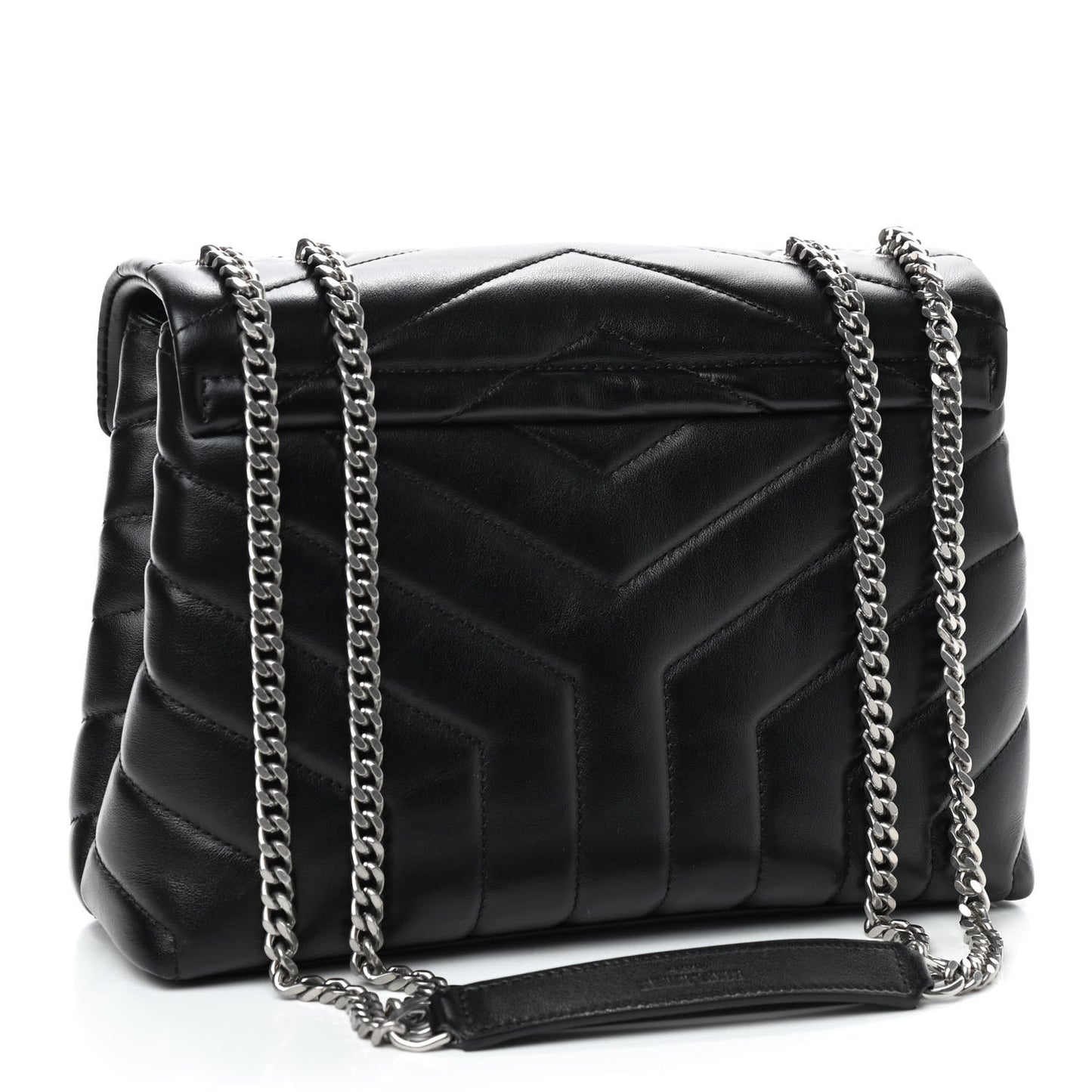 Calfskin Y Quilted Monogram Small Loulou Chain Satchel Black