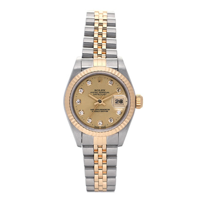 Rolex Stainless Steel 18K Yellow Gold Diamond 26mm Oyster Perpetual Datejust Watch Champagne 69173 1 of 4