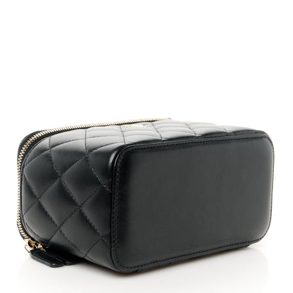 Chanel Lambskin Quilted Pearl Crush Small Vanity Case With Chain Black 4 of 11
