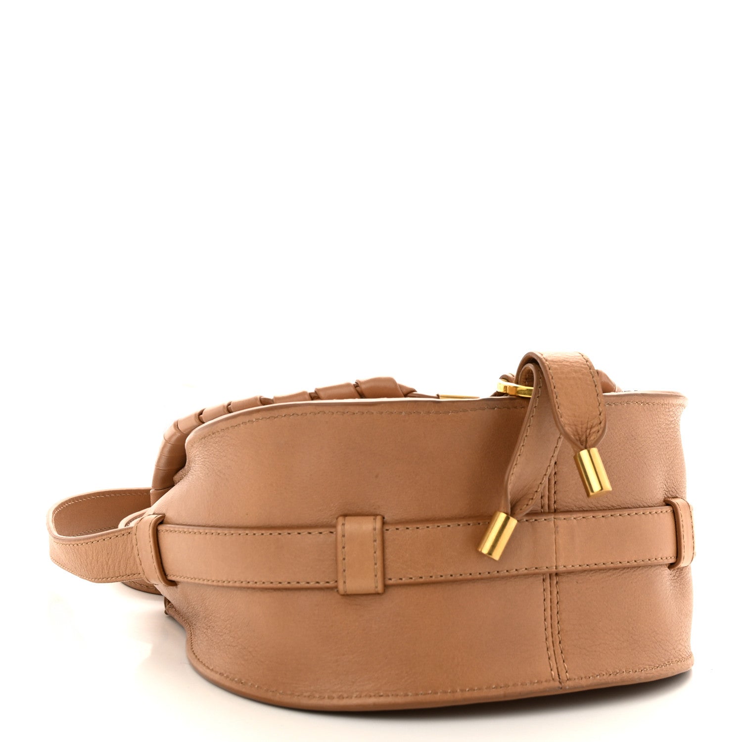 Chloe Calfskin Whipstitch Mini Marcie Round Crossbody Bag Light Tan 4 of 11