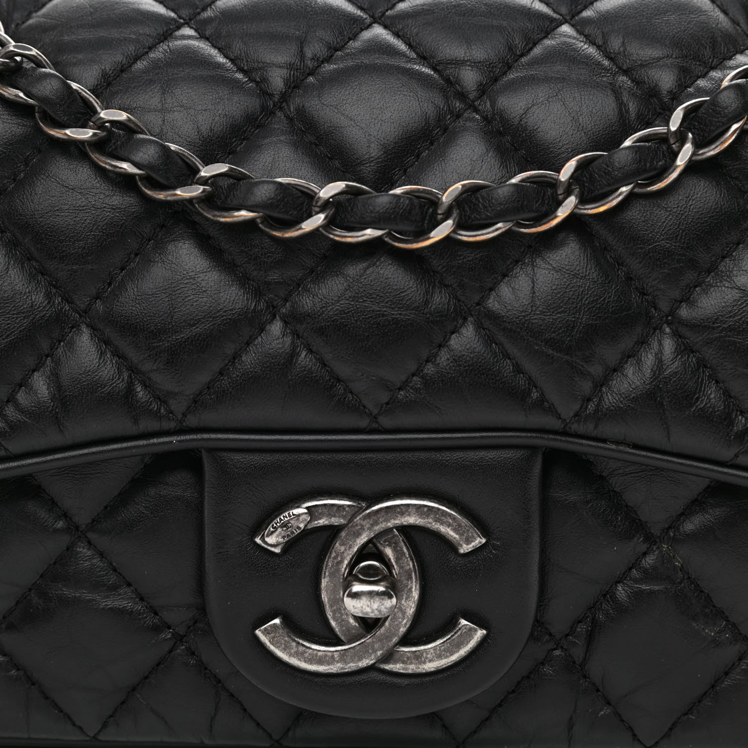 Chanel Aged Calfskin Quilted Small Easy Flap Black 8 of 10