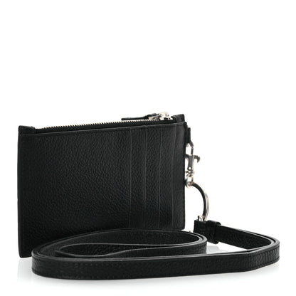 Balenciaga Grained Calfskin Miami Logo Cash Coin Card Holder On Keychain Black 3 of 9
