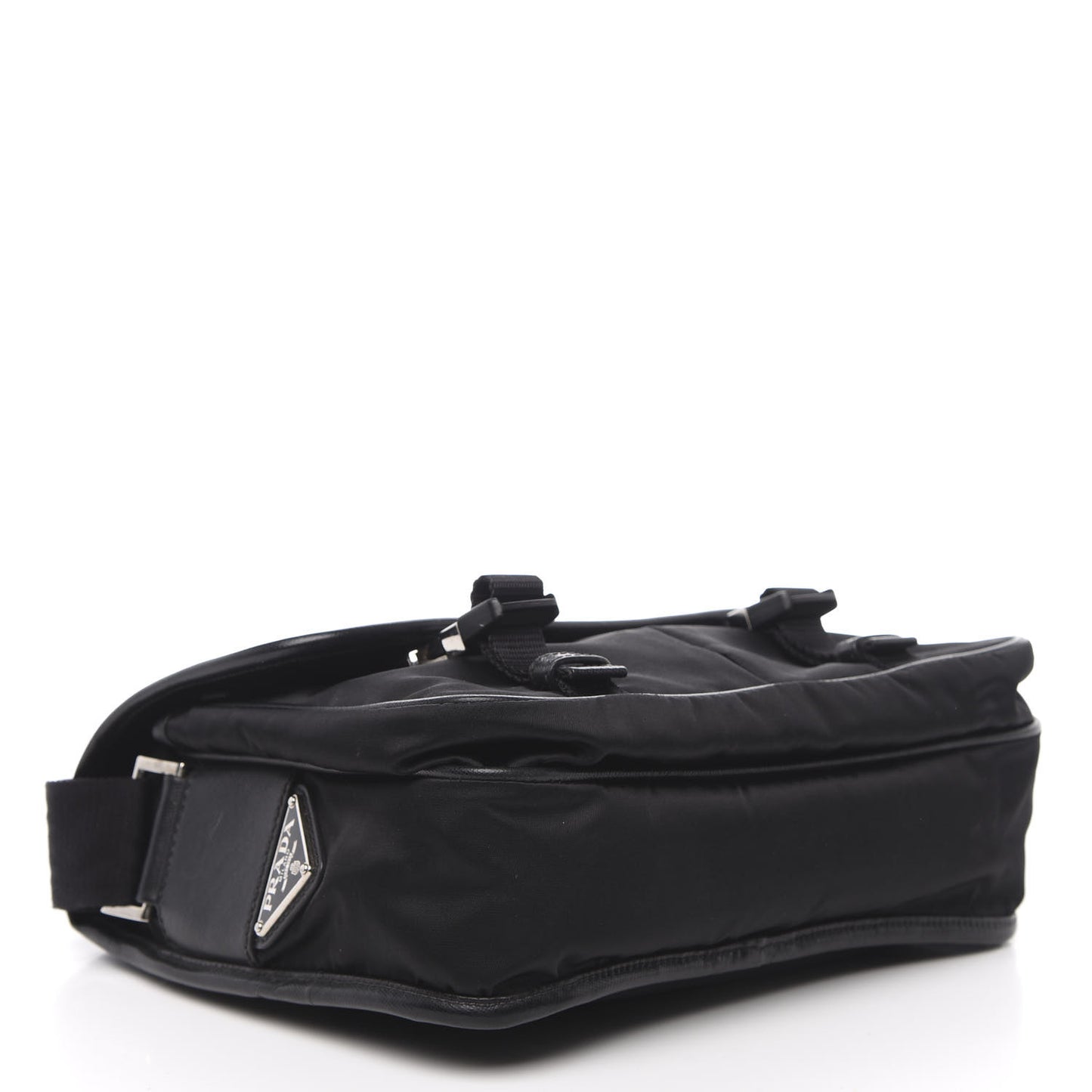 Tessuto Nylon Saffiano Logo Messenger Bag Black