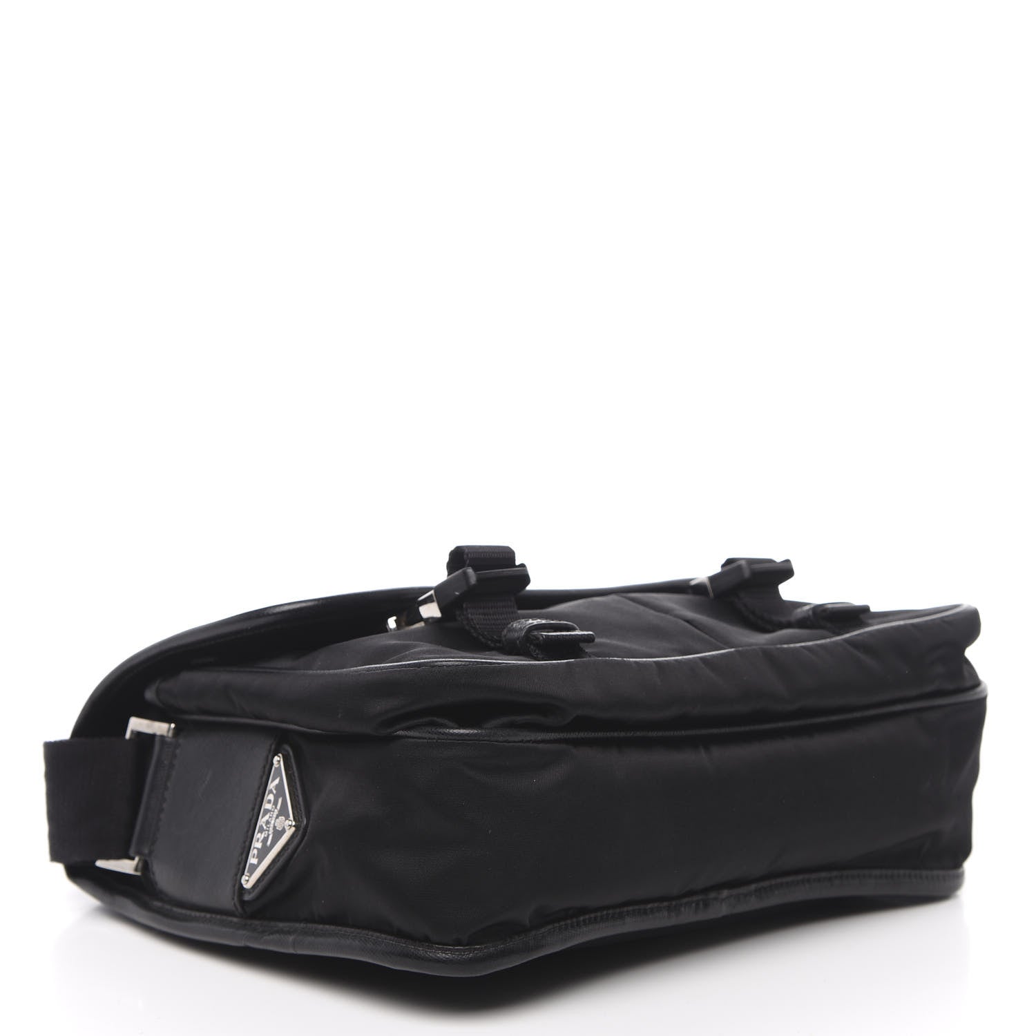 Prada Tessuto Nylon Saffiano Logo Messenger Bag Black 4 of 10