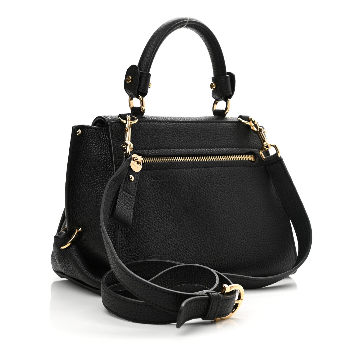 Grained Calfskin Sofia Satchel Black