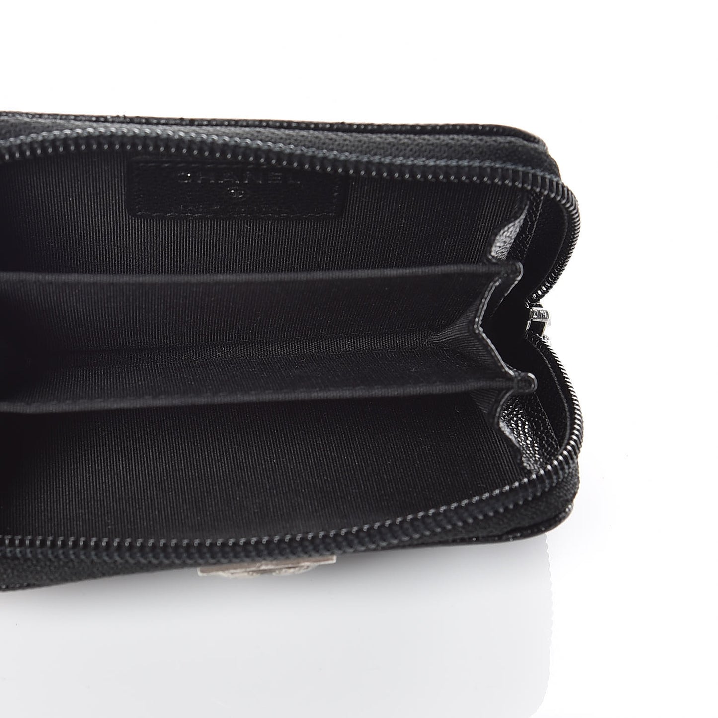 Caviar Quilted Boy Zip Around Coin Purse Wallet Black