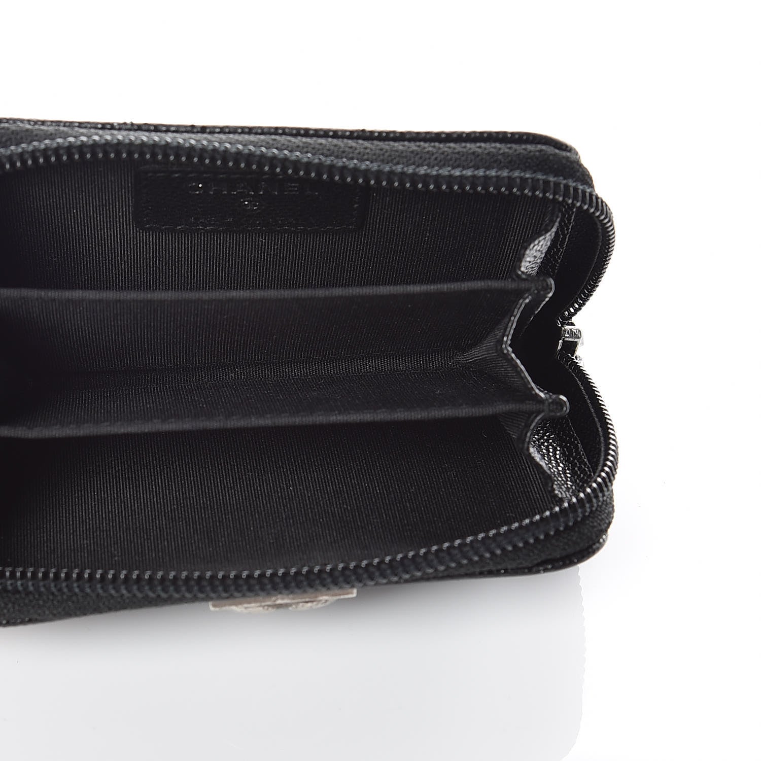 Chanel Caviar Quilted Boy Zip Around Coin Purse Wallet Black 5 of 9