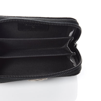 Chanel Caviar Quilted Boy Zip Around Coin Purse Wallet Black 5 of 9
