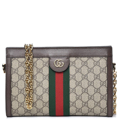 Gucci GG Supreme Monogram Web Small Ophidia Chain Shoulder Bag Brown 1 of 10
