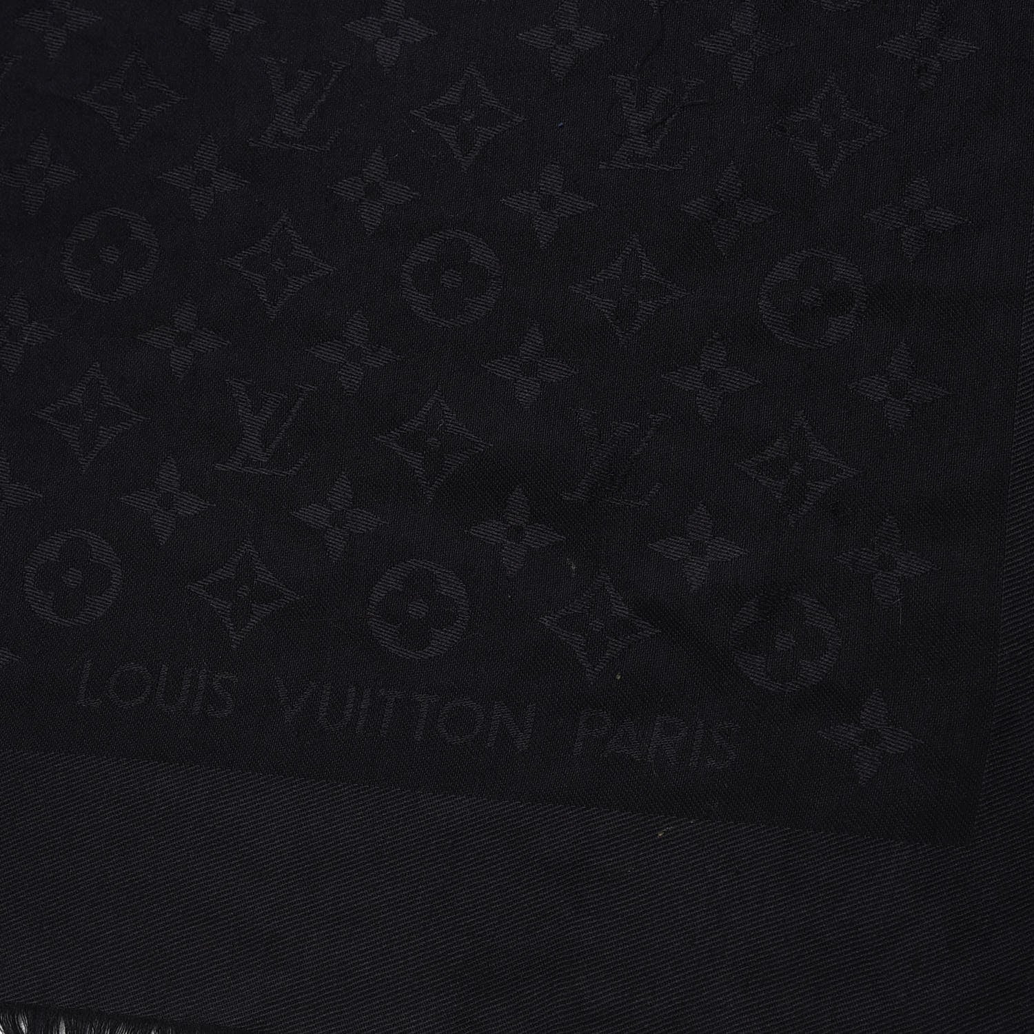 Louis Vuitton Silk Wool Monogram Shawl Black 3 of 3