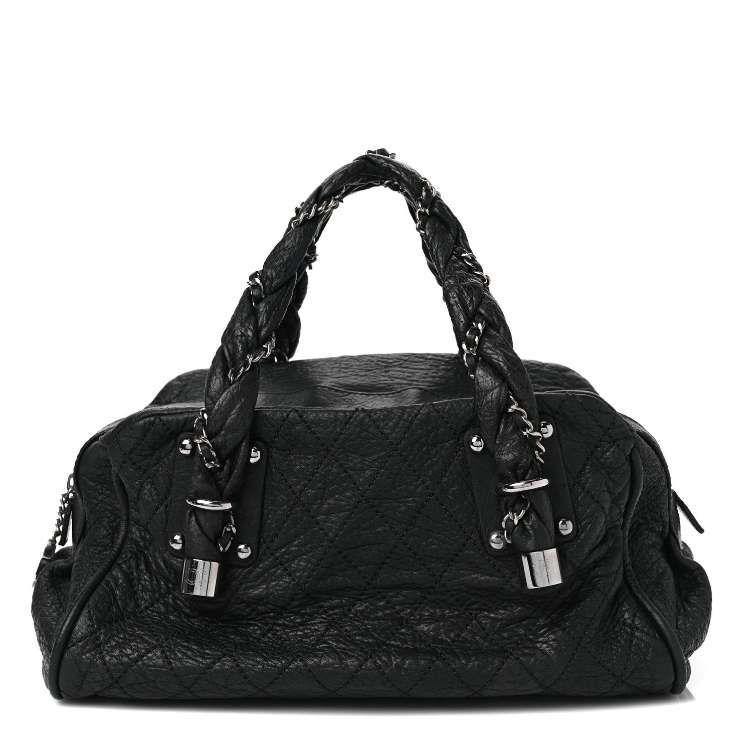 Chanel Distressed Lambskin Lady Braid Bowler Black 1 of 13