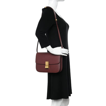 Celine Liege Calfskin Medium Classic Box Flap Bag Burgundy 2 of 11