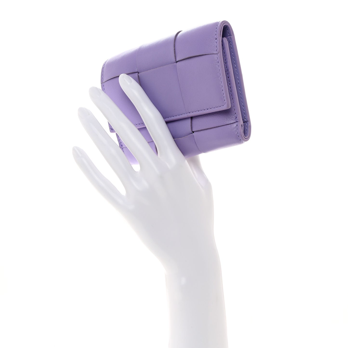 Nappa Calfskin Maxi Intrecciato Cassette Tri-Fold Wallet Wisteria