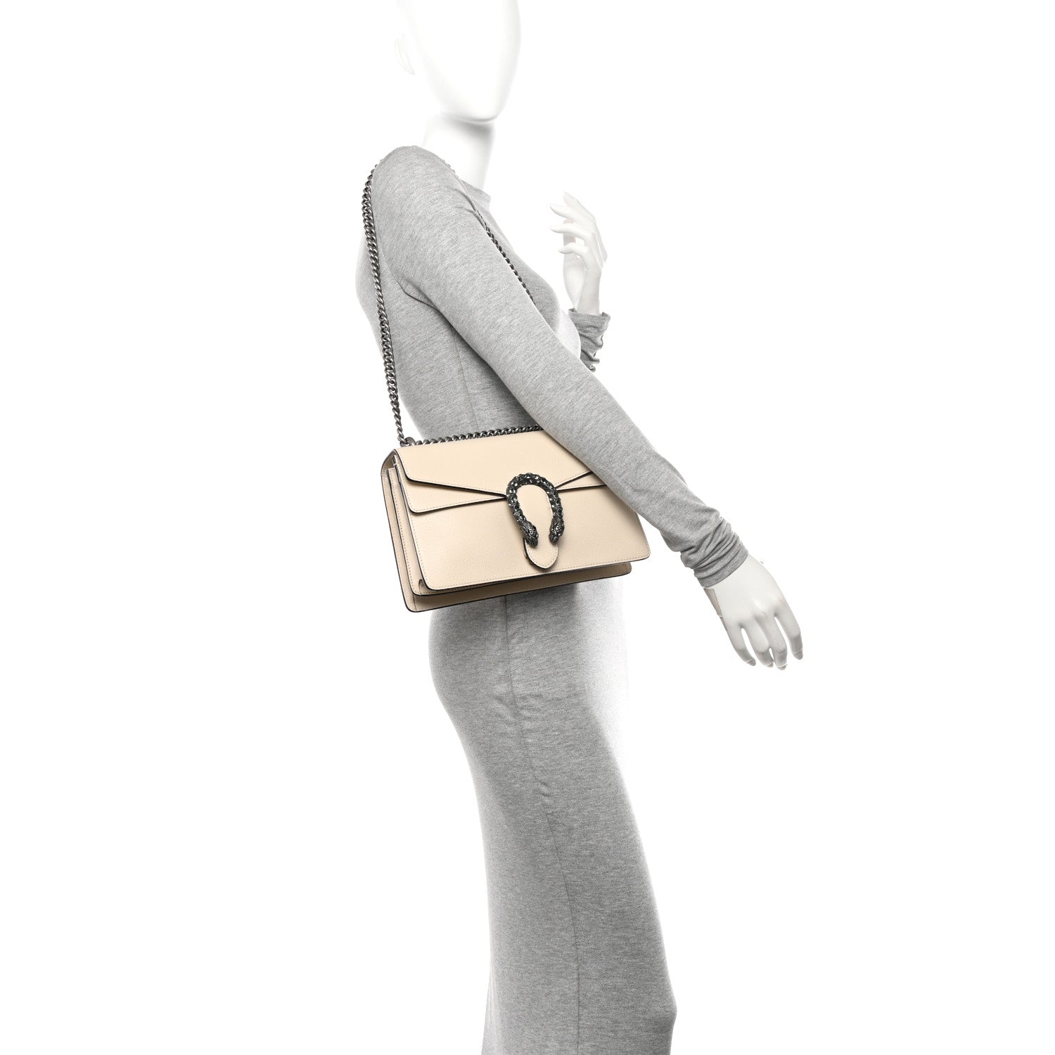 Gucci Textured Calfskin Crystal Small Dionysus Shoulder Bag Mystic White 3 of 11