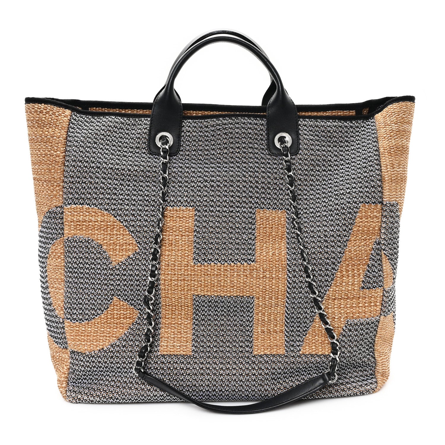 Chanel Mixed Fibers Large Shopping Bag Blue Beige 1 of 12