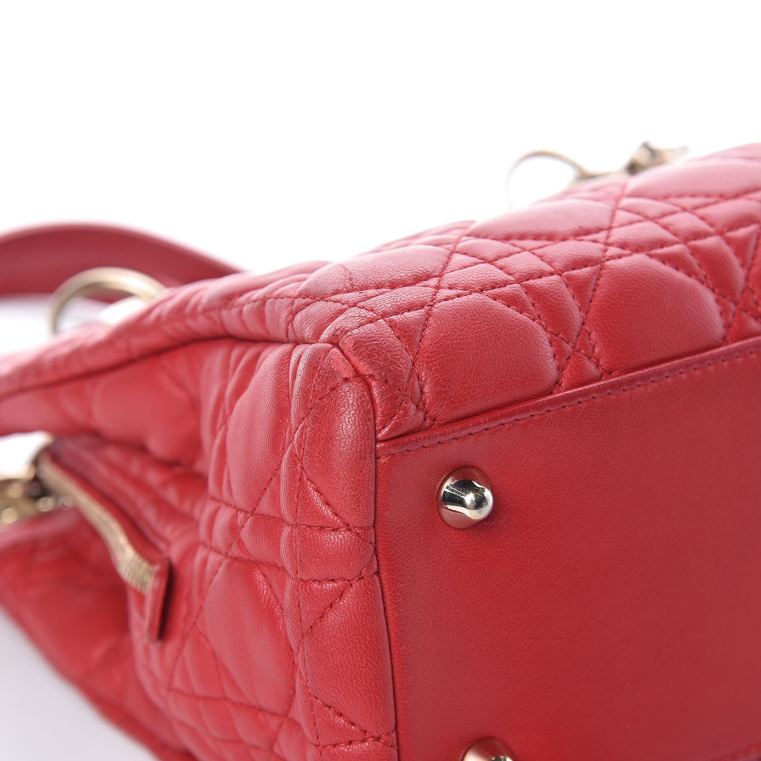 Christian Dior Lambskin Cannage Small Dior Soft Zipped Shopping Tote Red 17 of 20