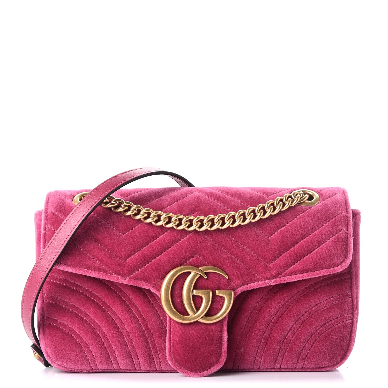 Gucci Velvet Matelasse Small GG Marmont Shoulder Bag Light Raspberry Rose 1 of 8