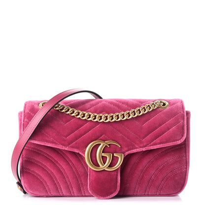 Gucci Velvet Matelasse Small GG Marmont Shoulder Bag Light Raspberry Rose 1 of 8