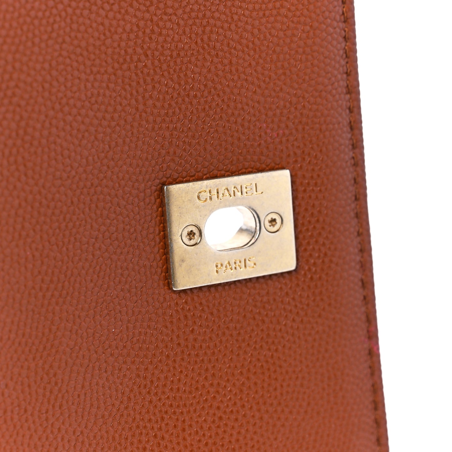 Caviar Quilted Chain Flap Light Brown