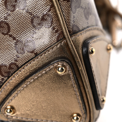 Gucci Crystal Monogram Medium Indy Top Handle Bag Gold 10 of 15