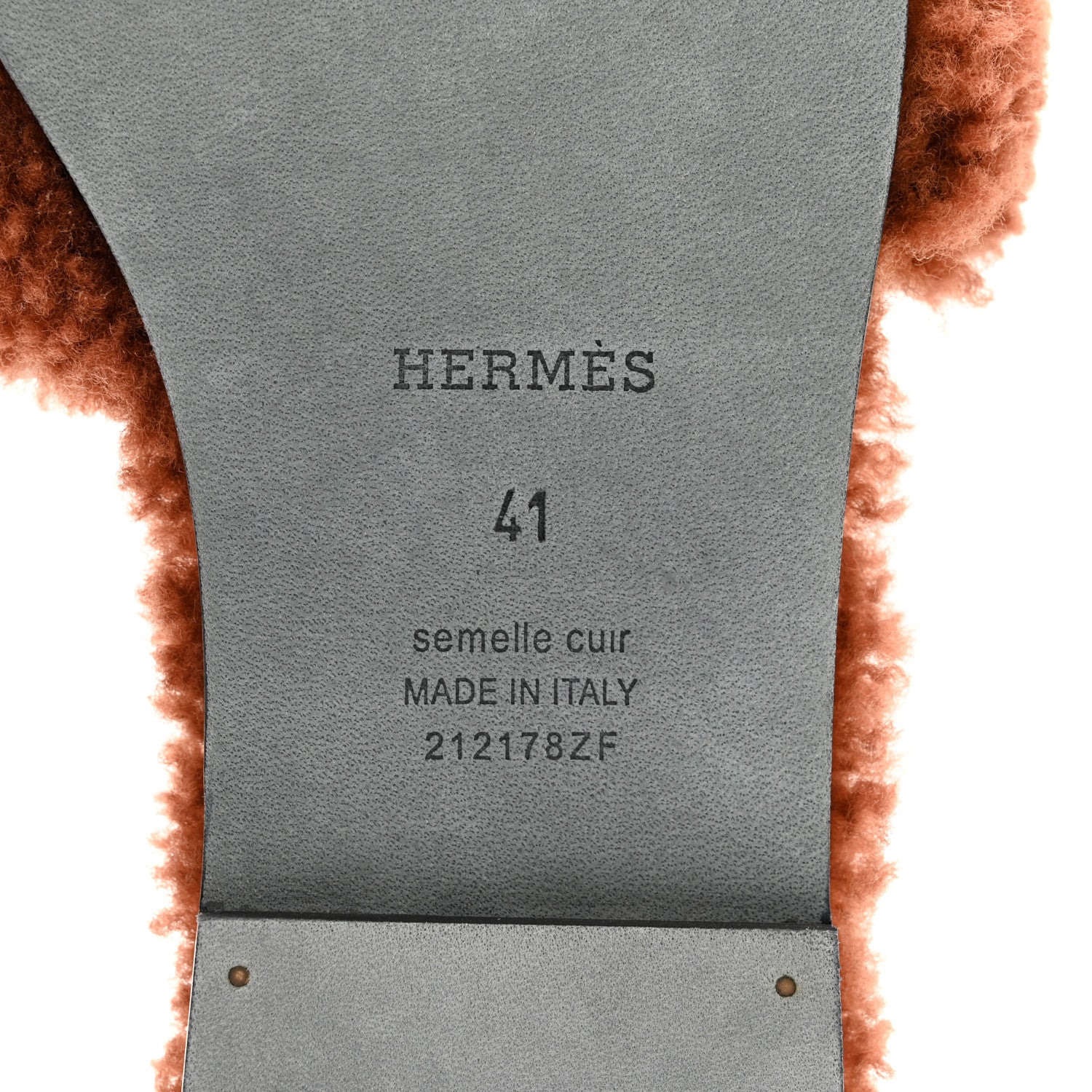 Hermes Woolskin Oran Sandals 41 Cognac 6 of 8
