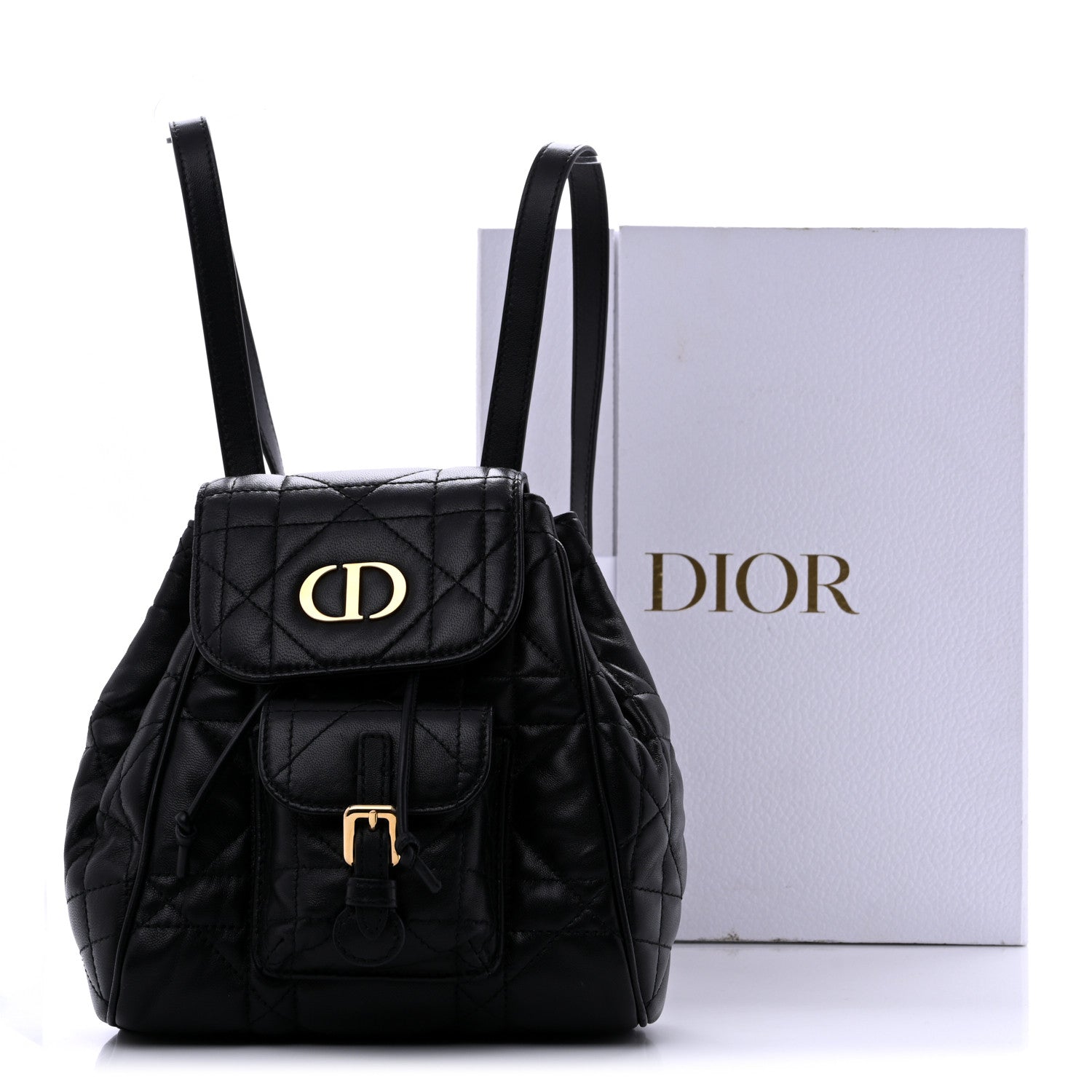 Christian Dior Lambskin Macrocannage Small Caro Backpack Black 12 of 12