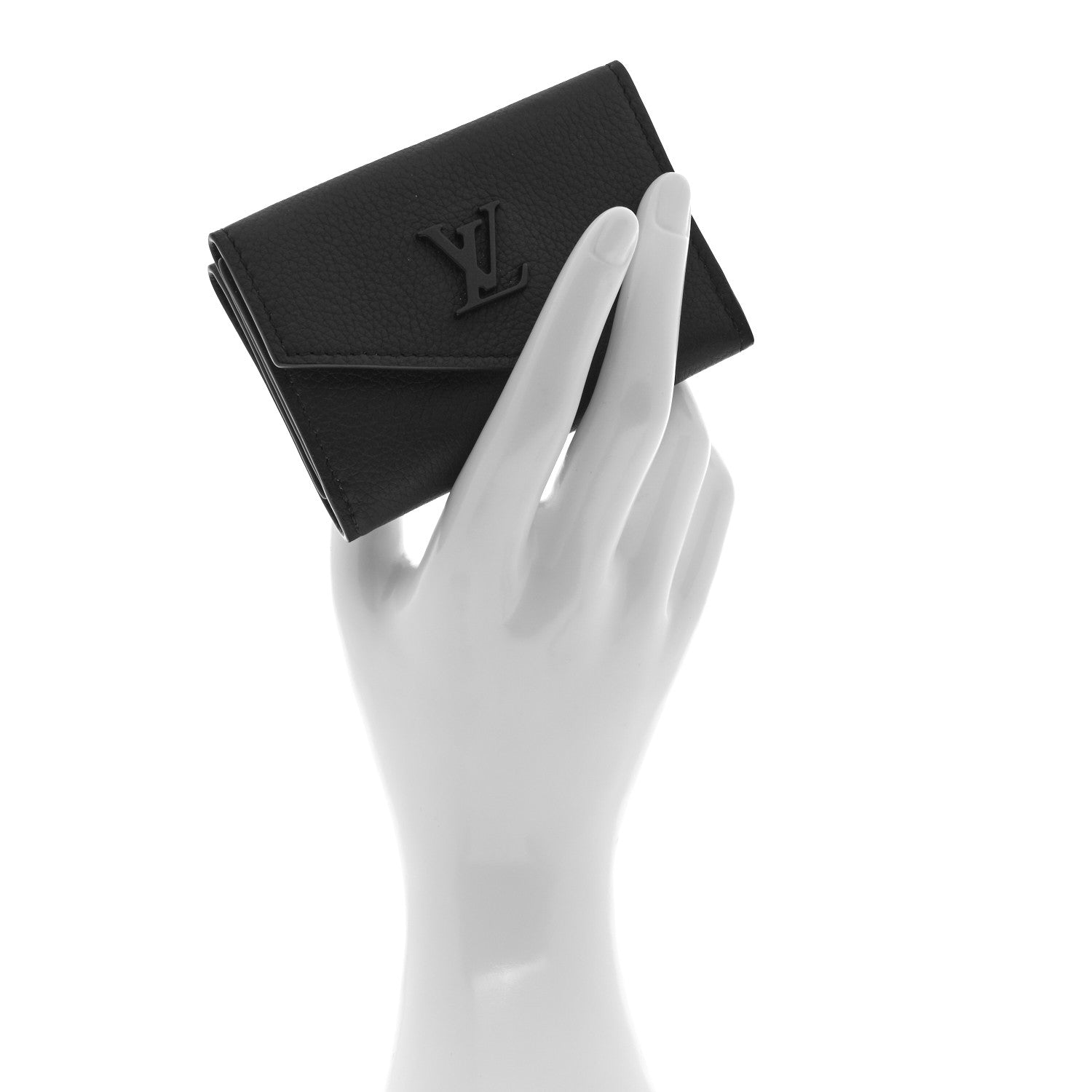 Louis Vuitton Calfskin Lockmini Wallet Black 2 of 7